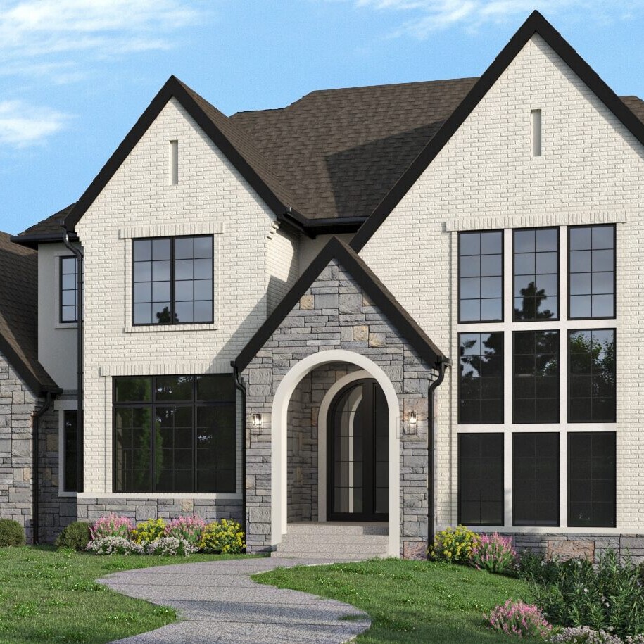 This is a computer rendering of a luxury custom home for sale in Carmel and Westfield Indiana.