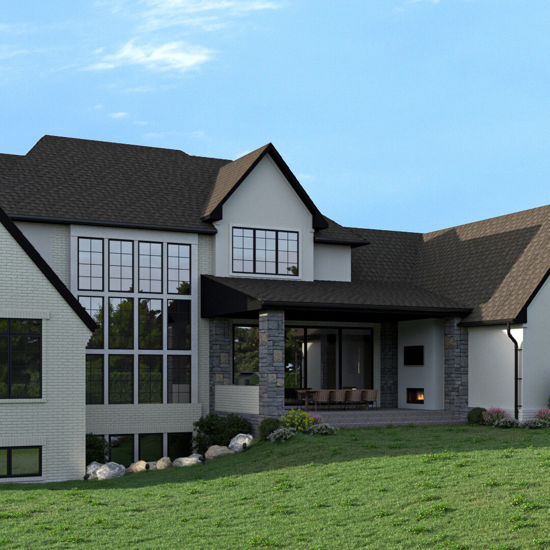 This is a rendering of a luxury custom home in Westfield, Indiana.
