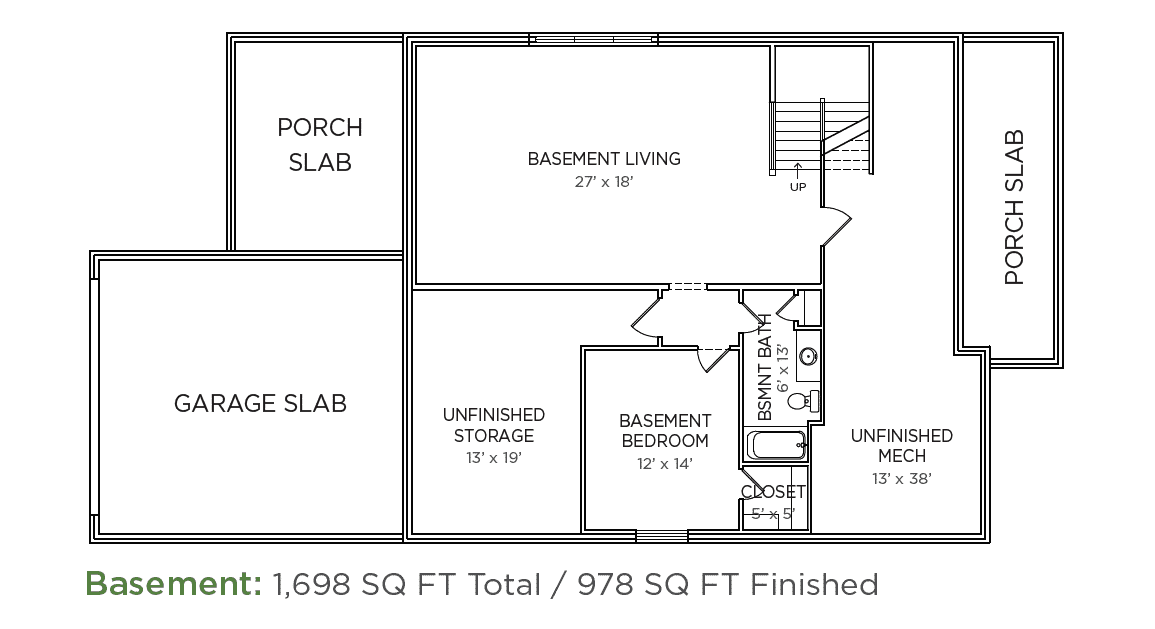 A Jackson's Grant model home floor plan featuring a basement.