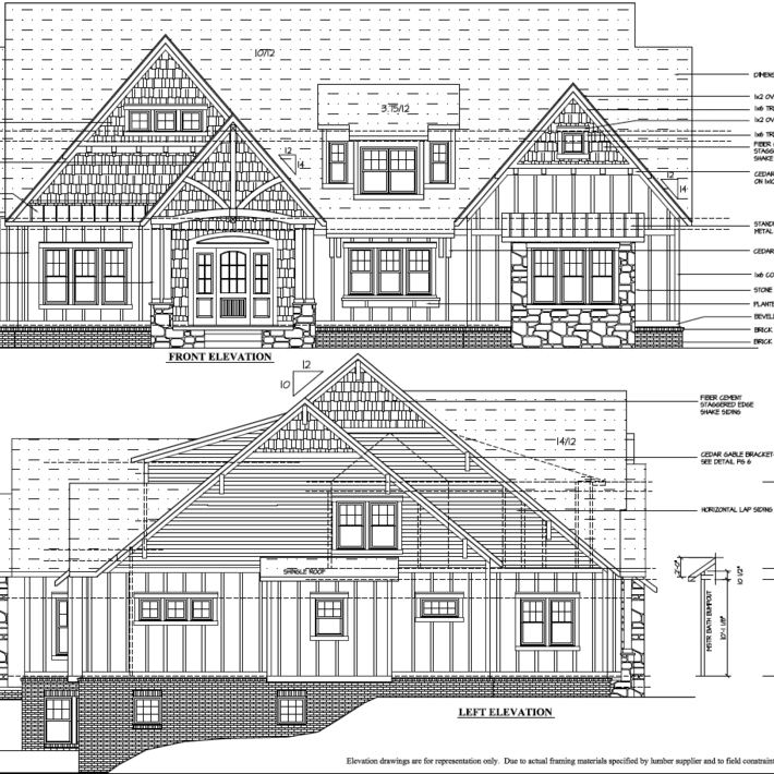 A custom home plan with elevations and floor plans for residents in Indianapolis and Carmel, Indiana.