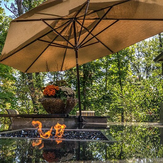 A fire pit at a new home construction site in Indianapolis.