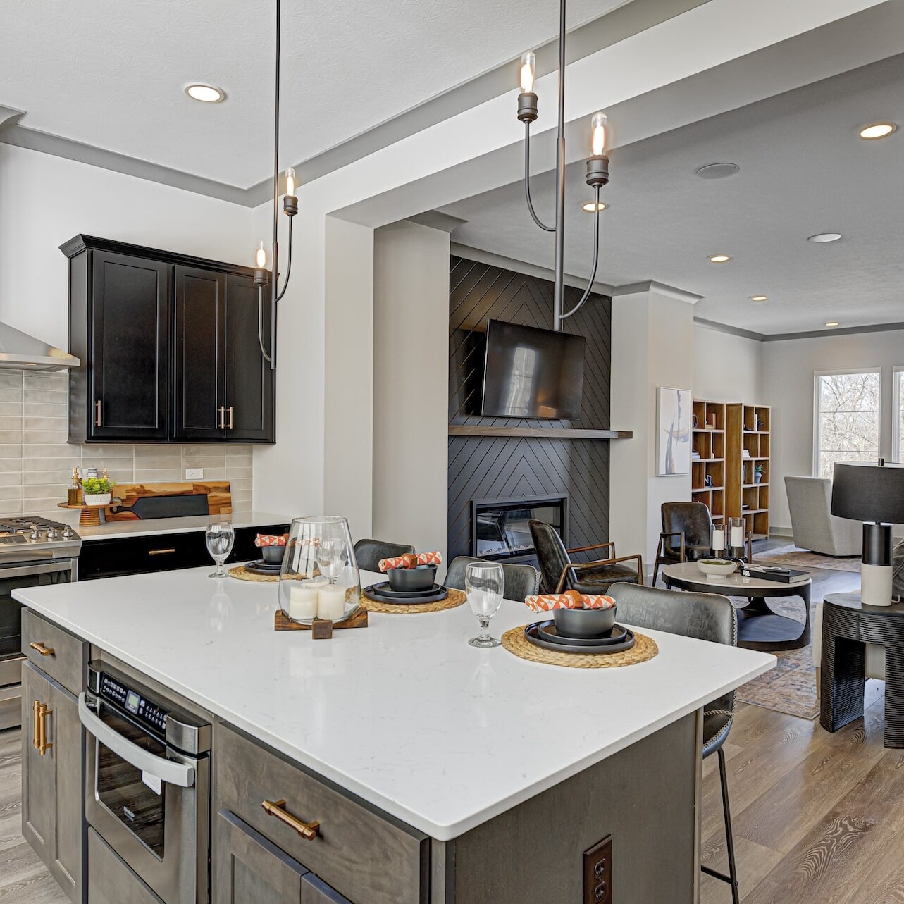 Open Concept Kitchen with Island and Living Area | Old Town Design Group