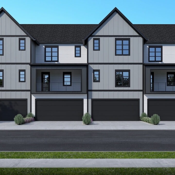 A rendering of a luxury three-story townhouse in Westfield, Indiana.