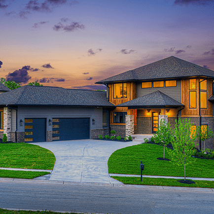 A house with a driveway.