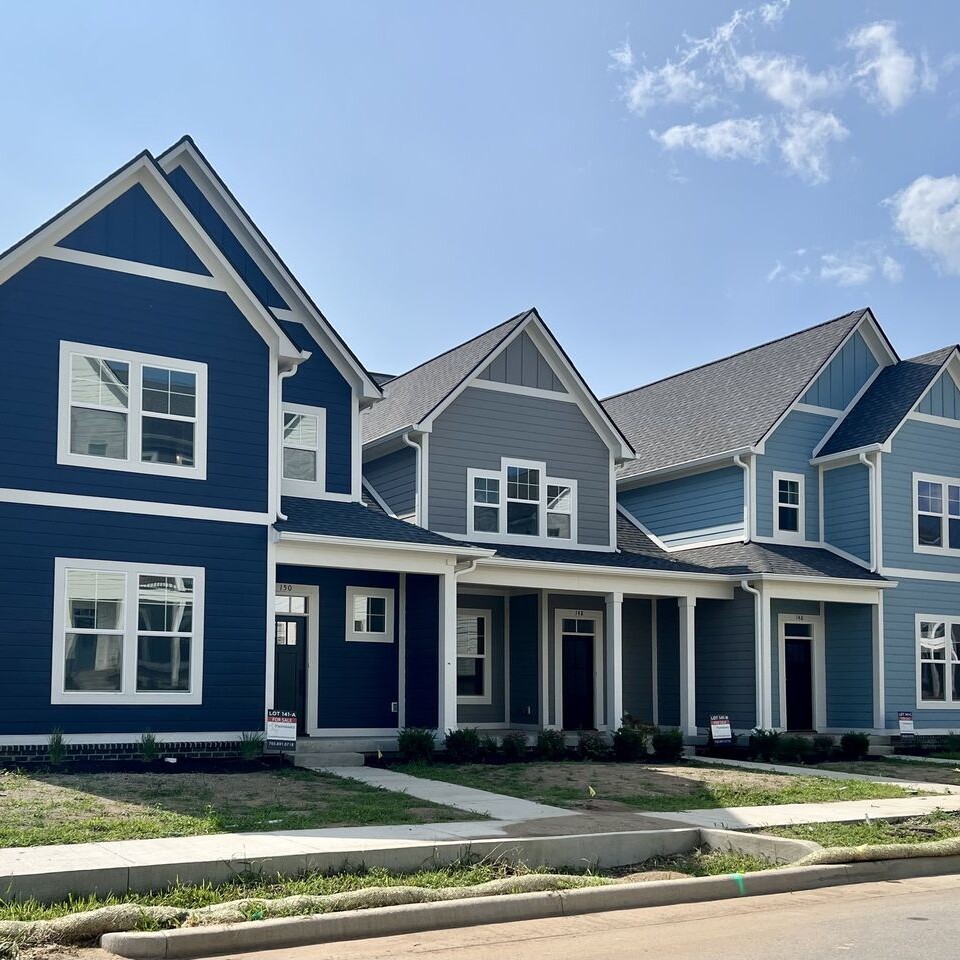 A row of custom-built townhouses in Fishers, Indiana.