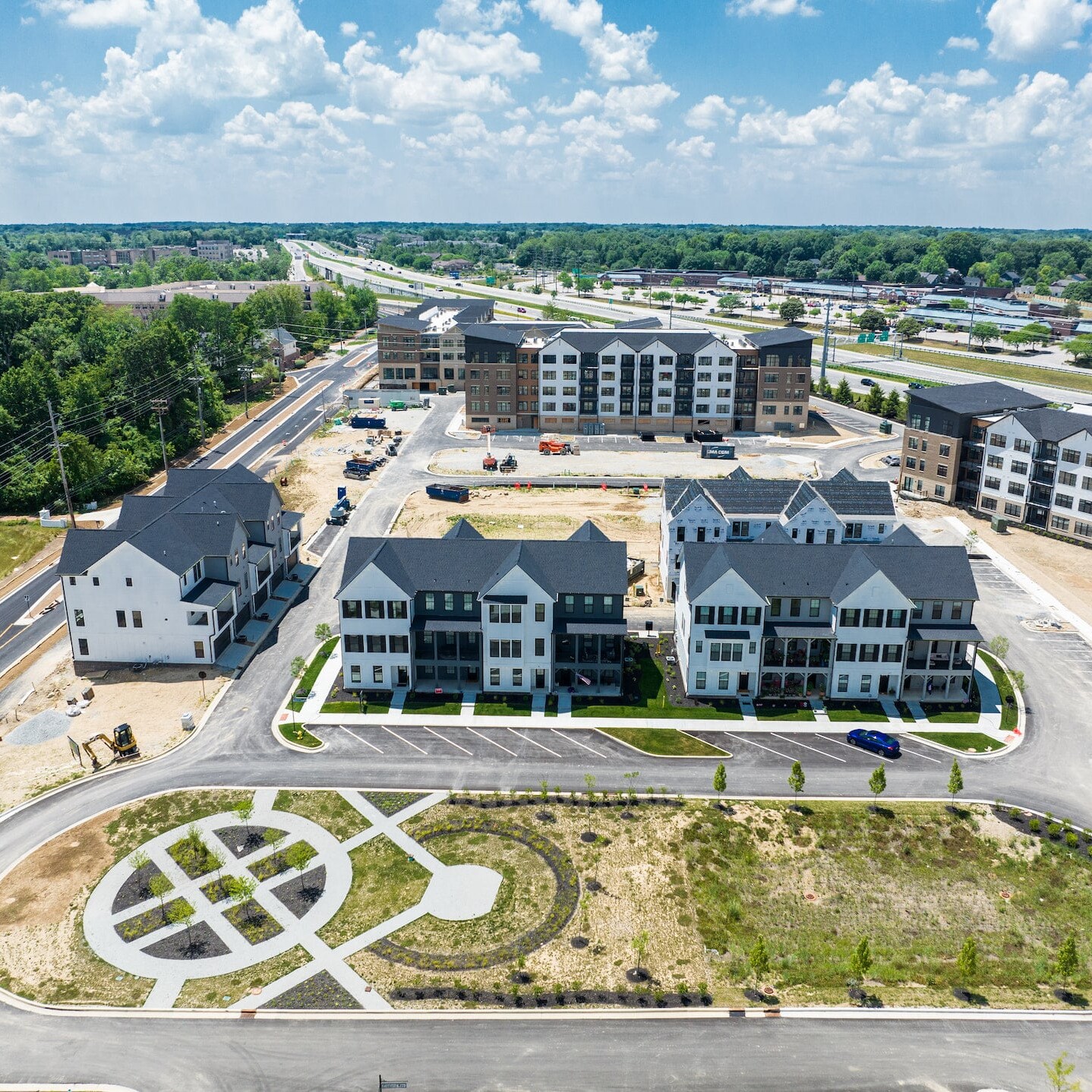 An aerial view of a new apartment complex in Fishers, Indiana.