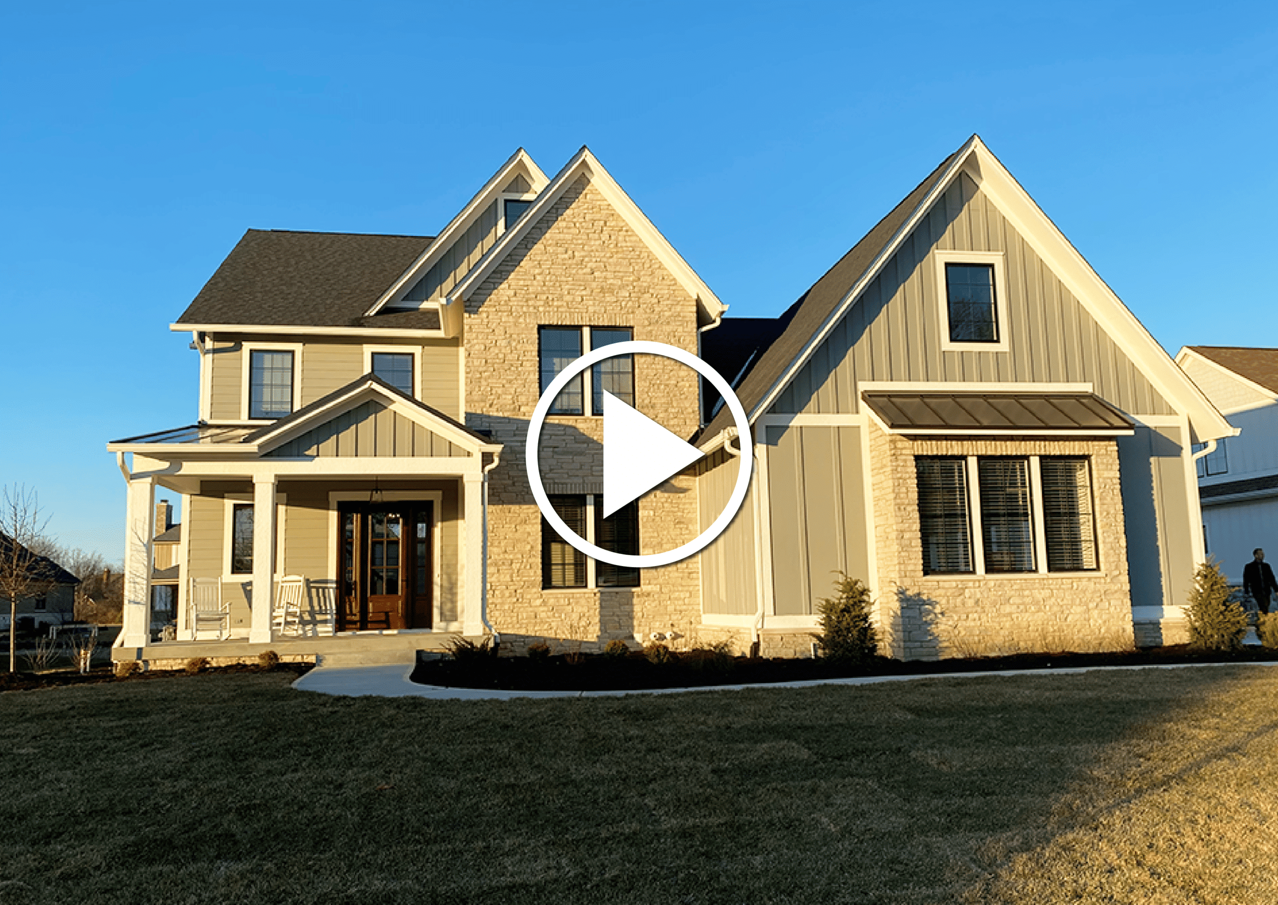 A video showcasing the exterior of a custom home in Carmel, Indiana.