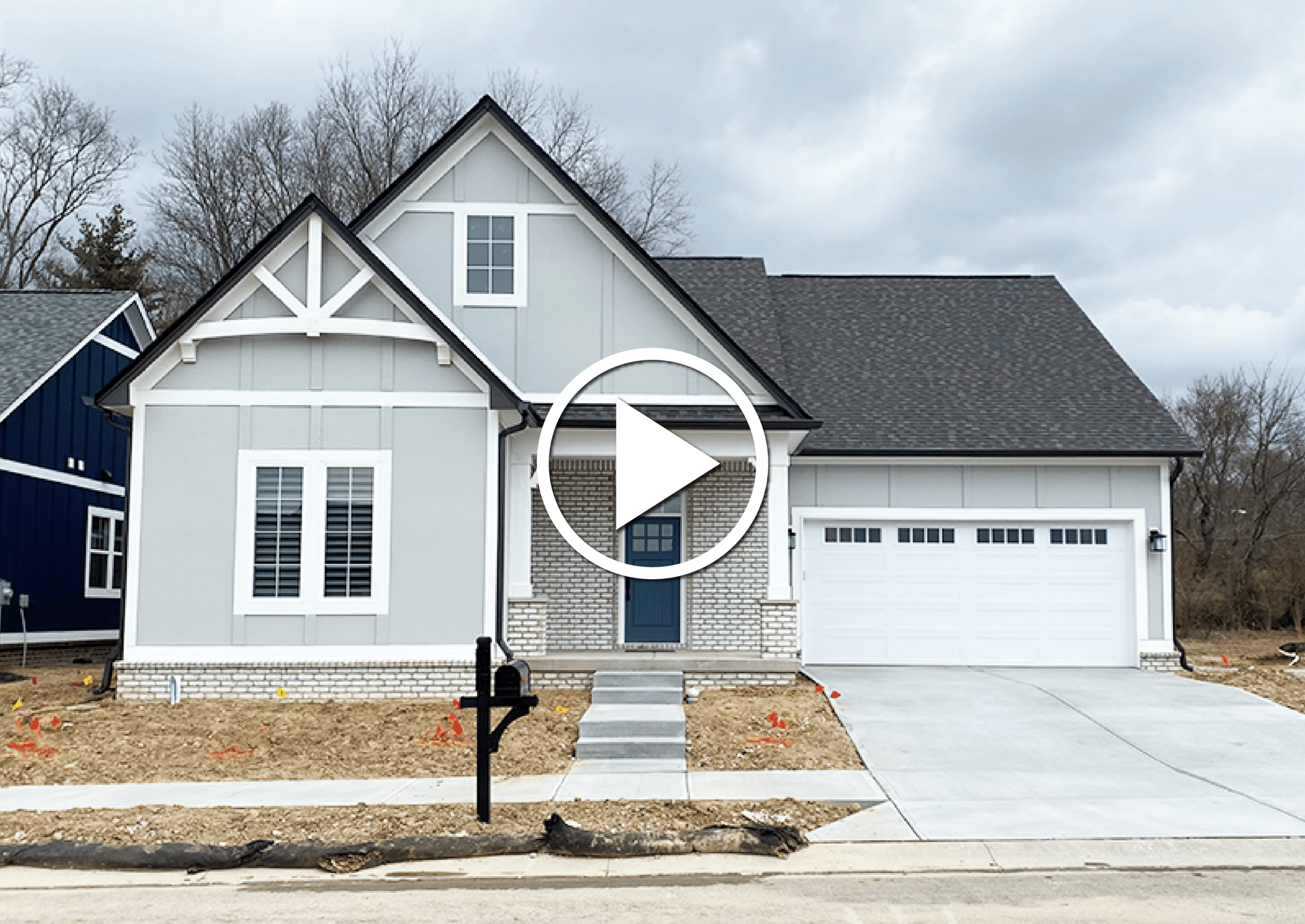 A video showcasing the exterior of a new custom home in Fishers, Indiana.