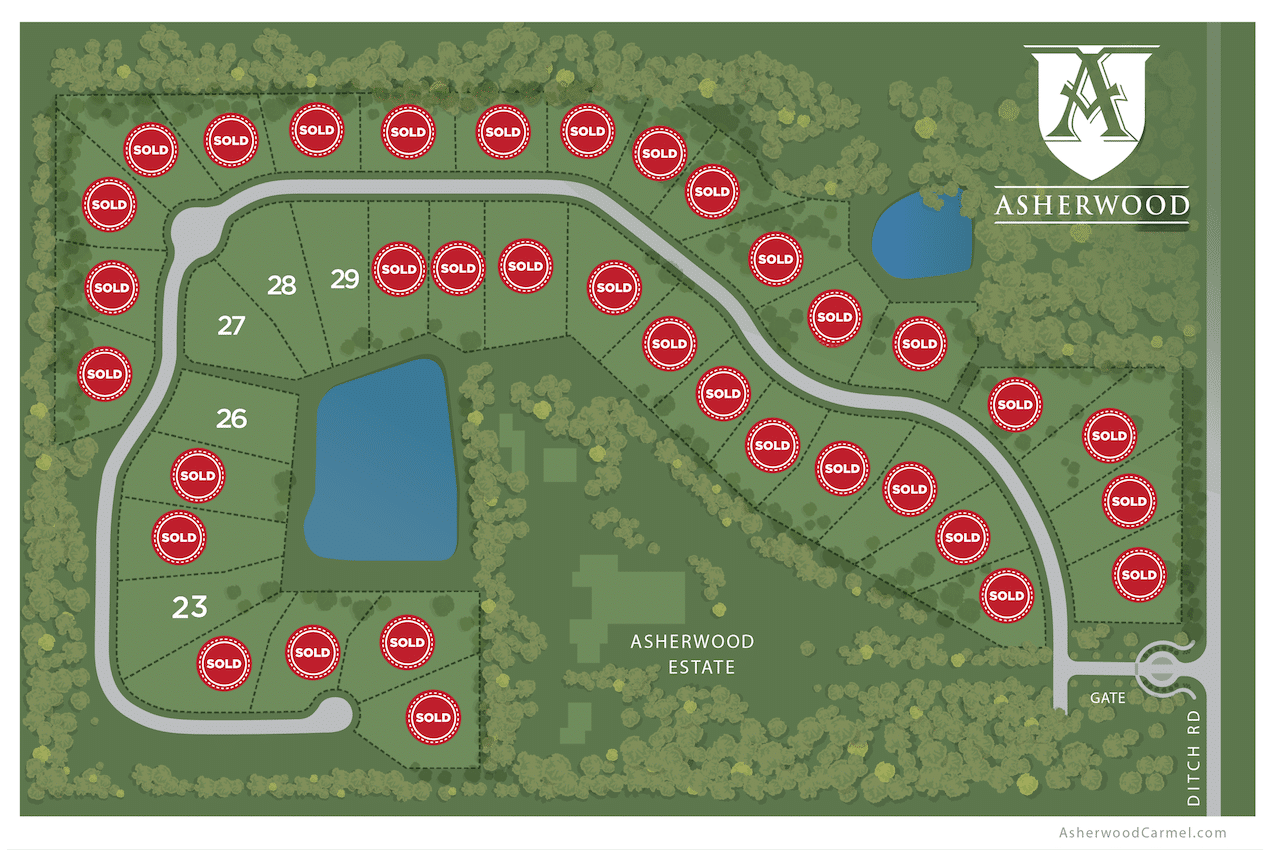 A map showing the location of the golf course at amherstwood in Westfield Indiana.