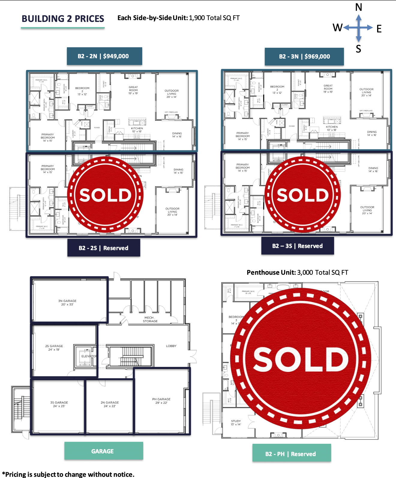 A floor plan for a custom home in Carmel, Indiana with a sold sign.