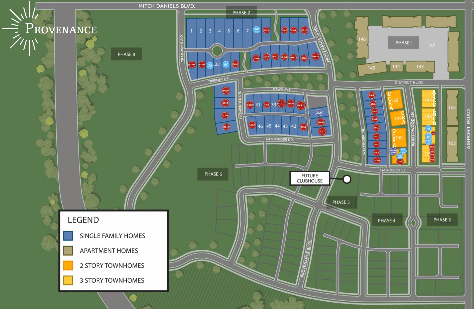 A map showing the location of a new apartment complex, built by custom home builders.