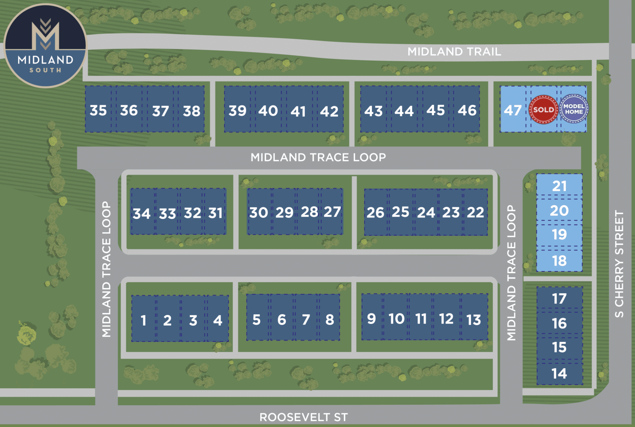 Map of available units at Midland South